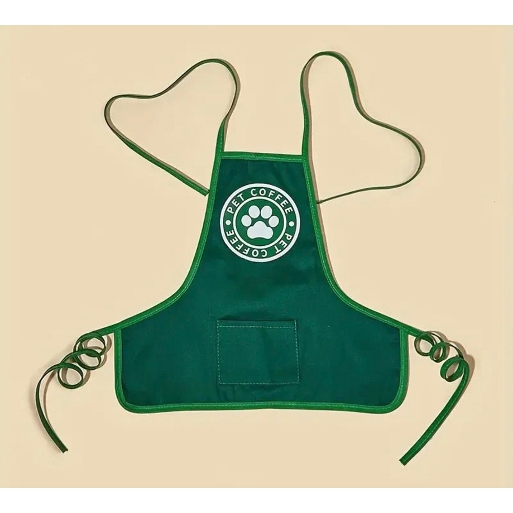 Dog Cat Pet Coffee Apron clothing Costume Green Paw Print Large New - Picture 2 of 8